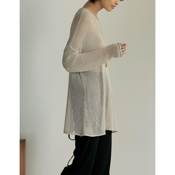 くったり感がトレンドの着こなしに映える シアールーズニットチュニック トップス | Re:EDIT | 詳細画像14 