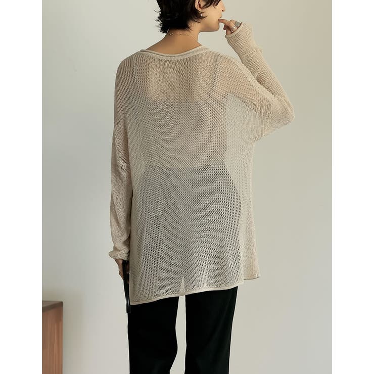 くったり感がトレンドの着こなしに映える シアールーズニットチュニック トップス | Re:EDIT | 詳細画像15 