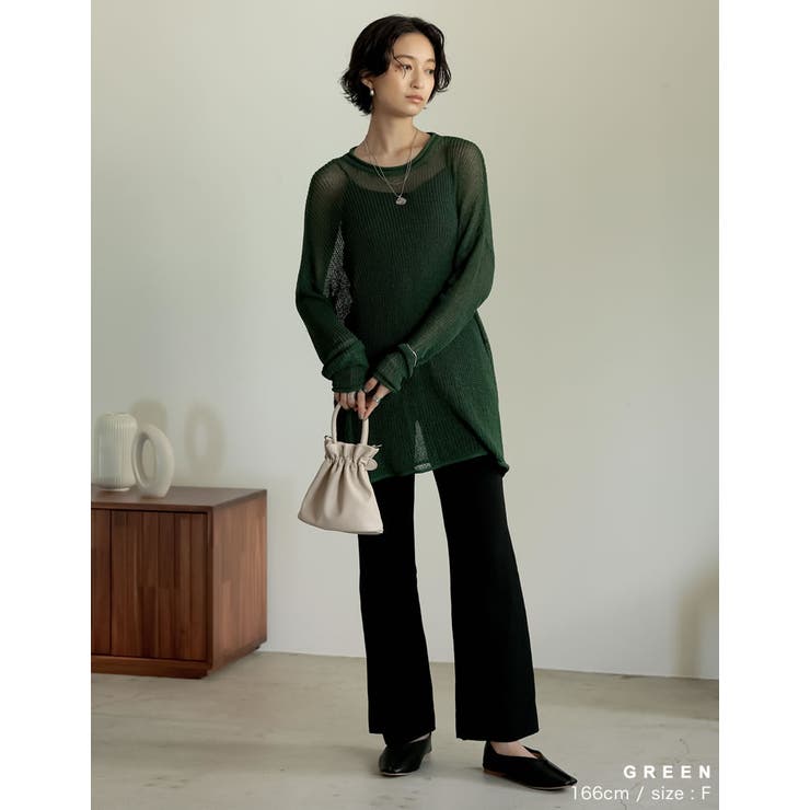 くったり感がトレンドの着こなしに映える シアールーズニットチュニック トップス | Re:EDIT | 詳細画像16 