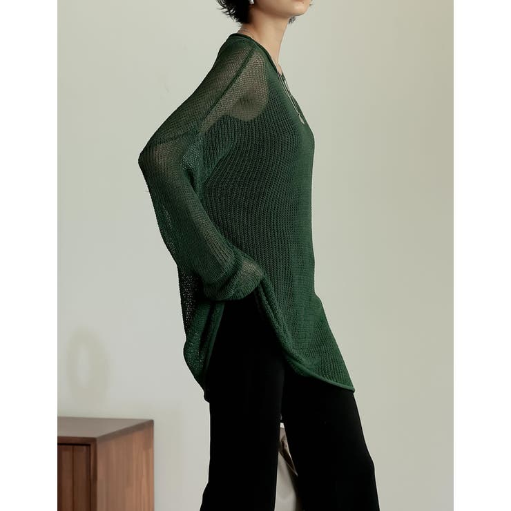 くったり感がトレンドの着こなしに映える シアールーズニットチュニック トップス | Re:EDIT | 詳細画像17 