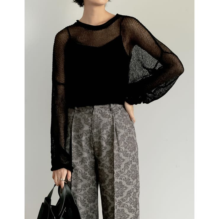 くったり感がトレンドの着こなしに映える シアールーズニットチュニック トップス | Re:EDIT | 詳細画像4 