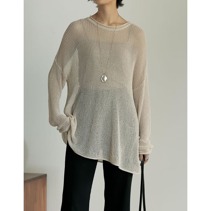 くったり感がトレンドの着こなしに映える シアールーズニットチュニック トップス | Re:EDIT | 詳細画像5 