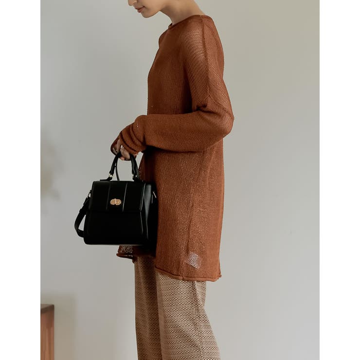 くったり感がトレンドの着こなしに映える シアールーズニットチュニック トップス | Re:EDIT | 詳細画像9 