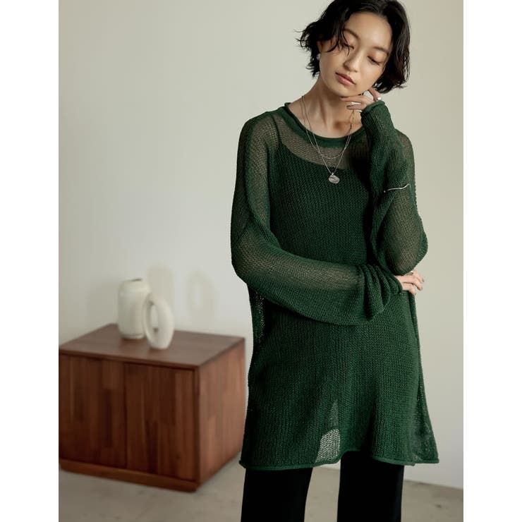 くったり感がトレンドの着こなしに映える シアールーズニットチュニック トップス | Re:EDIT | 詳細画像22 