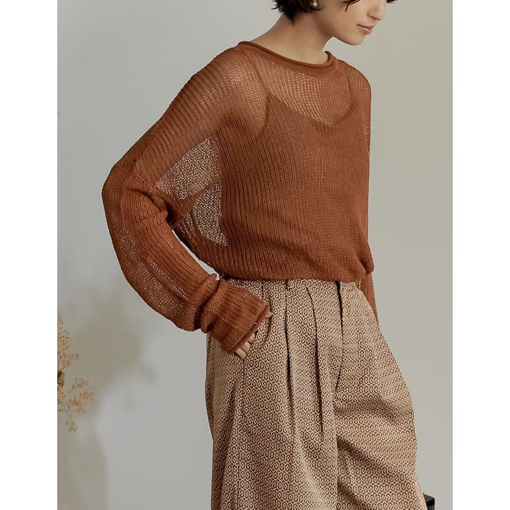 くったり感がトレンドの着こなしに映える シアールーズニットチュニック トップス | Re:EDIT | 詳細画像24 