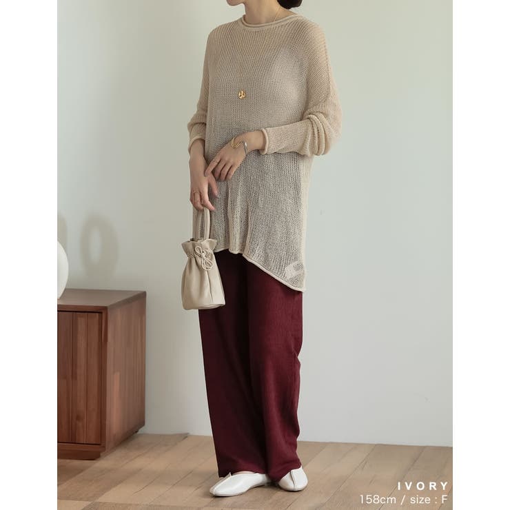 くったり感がトレンドの着こなしに映える シアールーズニットチュニック トップス | Re:EDIT | 詳細画像35 