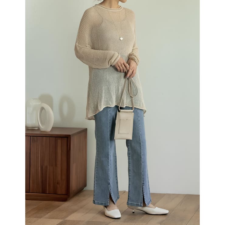 くったり感がトレンドの着こなしに映える シアールーズニットチュニック トップス | Re:EDIT | 詳細画像36 