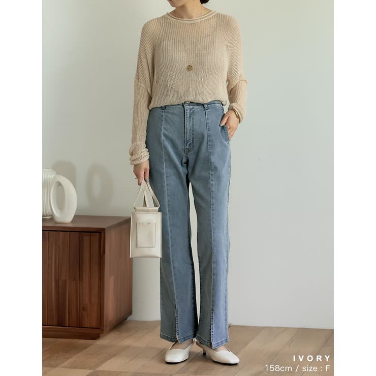 くったり感がトレンドの着こなしに映える シアールーズニットチュニック トップス | Re:EDIT | 詳細画像37 