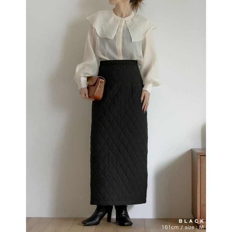 こだわりの洗練されたシルエット キルティングIラインロングスカート スカート | Re:EDIT | 詳細画像15 