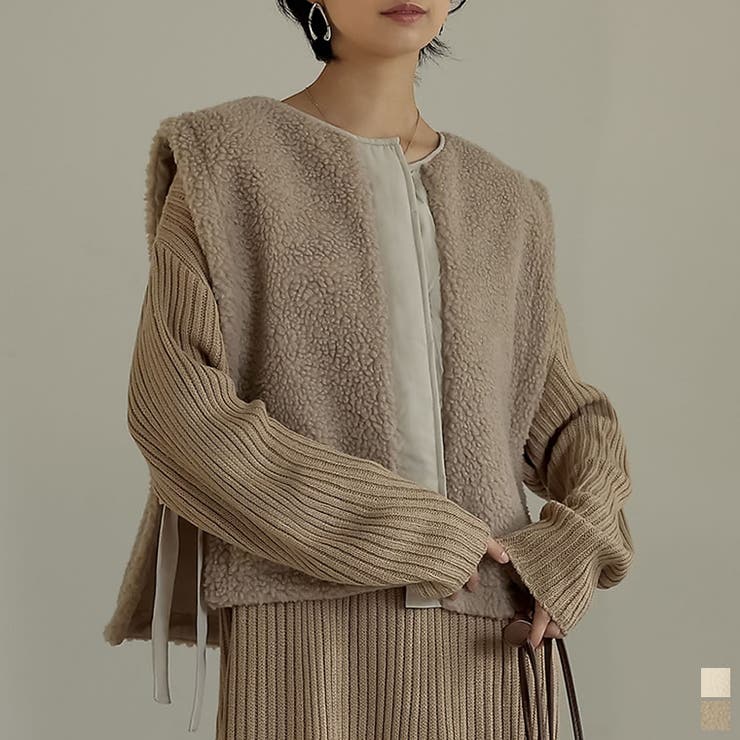 アウターに重ねてトレンドライクな着こなしに ボアカーディガンベスト ジャケット 品番 Gs Re Edit リエディ のレディースファッション通販 Shoplist ショップリスト