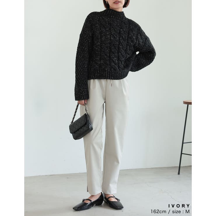 [低身長/高身長サイズ有]フェイクレザーイージーテーパードパンツ | Re:EDIT | 詳細画像12 