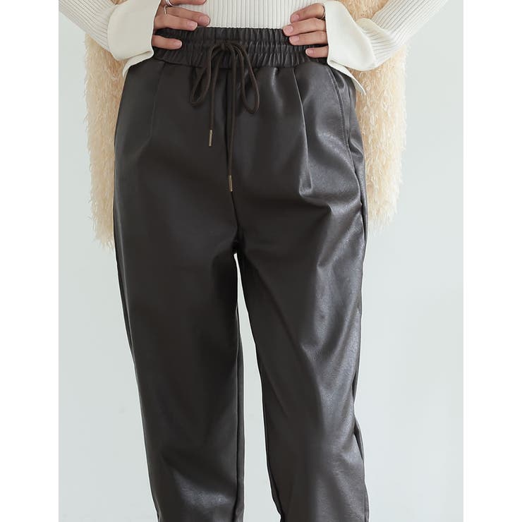 [低身長/高身長サイズ有]フェイクレザーイージーテーパードパンツ | Re:EDIT | 詳細画像17 