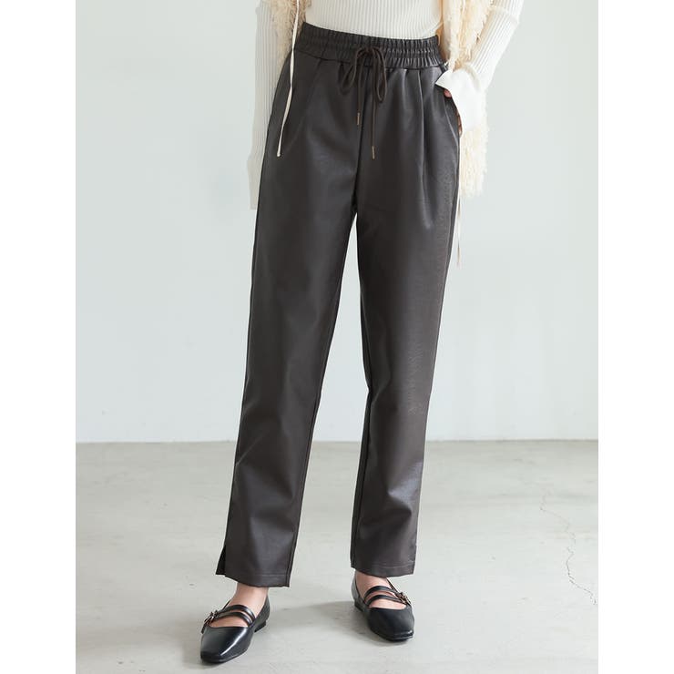 [低身長/高身長サイズ有]フェイクレザーイージーテーパードパンツ | Re:EDIT | 詳細画像5 