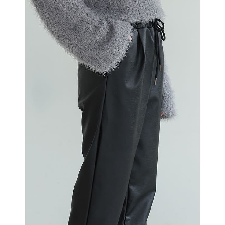 [低身長/高身長サイズ有]フェイクレザーイージーテーパードパンツ | Re:EDIT | 詳細画像9 