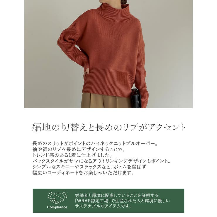 編地の切替えと長めのリブ がアクセント[品番：GS000019466]｜Re:EDIT（リエディ）のレディースファッション通販｜SHOPLIST（ショップリスト）