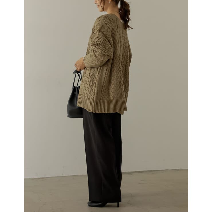 ランダムケーブル柄が目を惹く3WAYカーディガン | Re:EDIT | 詳細画像14 