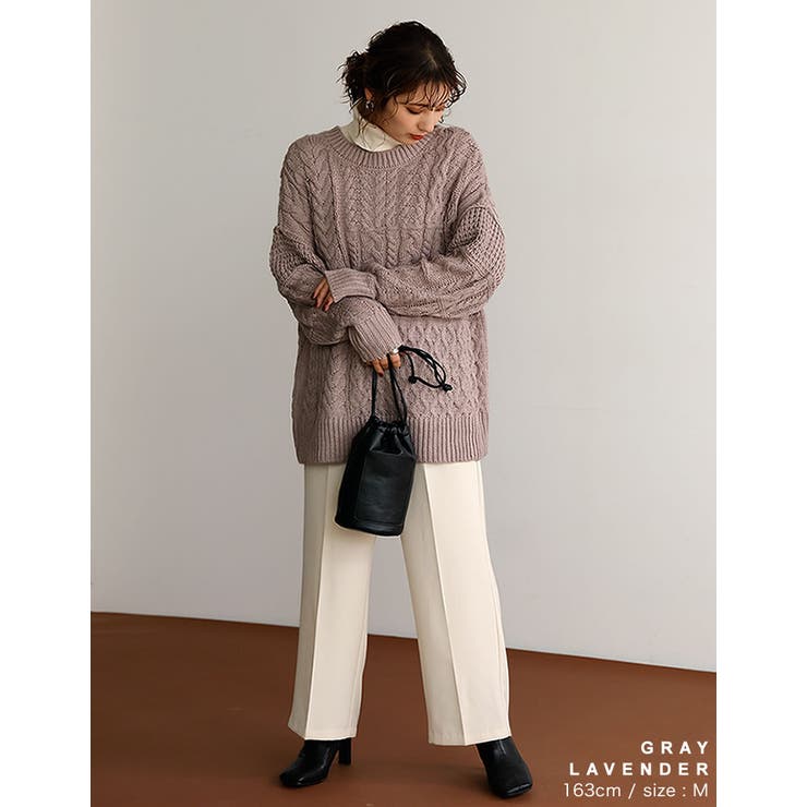 ランダムケーブル柄が目を惹く3WAYカーディガン | Re:EDIT | 詳細画像15 