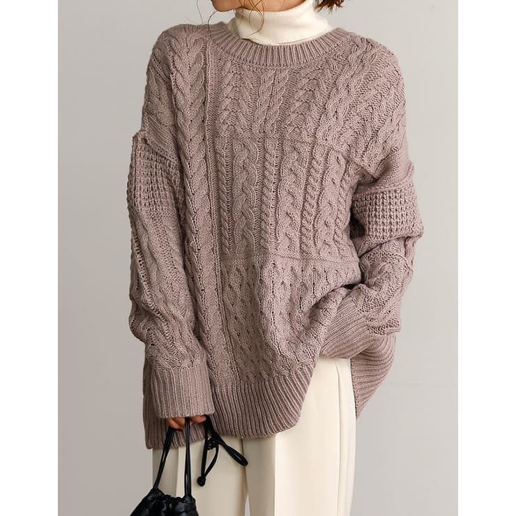 ランダムケーブル柄が目を惹く3WAYカーディガン | Re:EDIT | 詳細画像16 