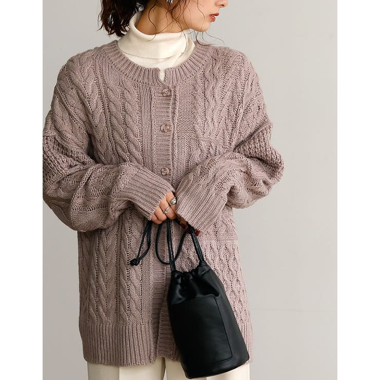 ランダムケーブル柄が目を惹く3WAYカーディガン | Re:EDIT | 詳細画像5 