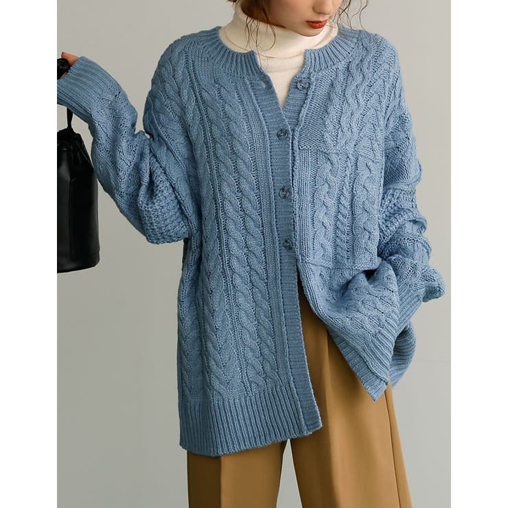 ランダムケーブル柄が目を惹く3WAYカーディガン | Re:EDIT | 詳細画像6 