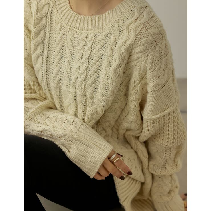 ランダムケーブル柄が目を惹く3WAYカーディガン | Re:EDIT | 詳細画像10 