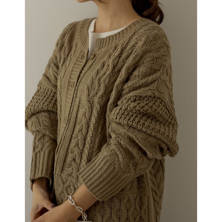 ランダムケーブル柄が目を惹く3WAYカーディガン | Re:EDIT | 詳細画像29 