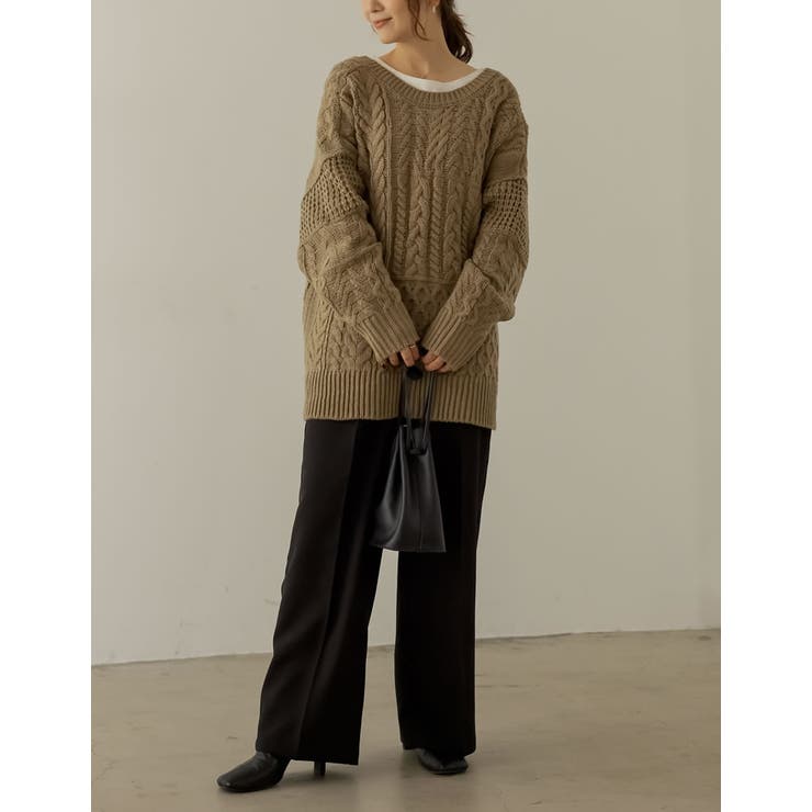 ランダムケーブル柄が目を惹く3WAYカーディガン | Re:EDIT | 詳細画像30 