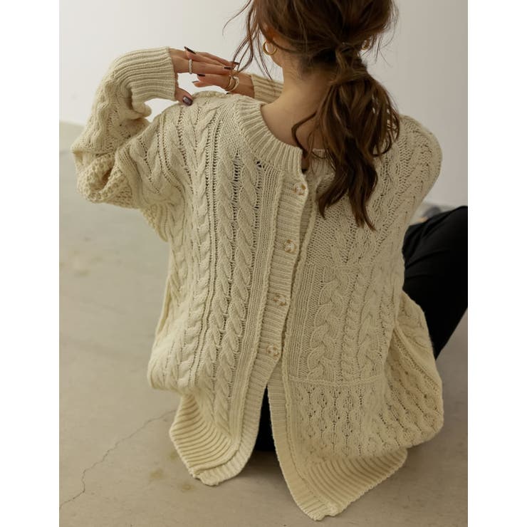 ランダムケーブル柄が目を惹く3WAYカーディガン | Re:EDIT | 詳細画像33 