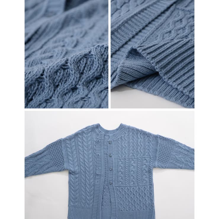 ランダムケーブル柄が目を惹く3WAYカーディガン | Re:EDIT | 詳細画像37 