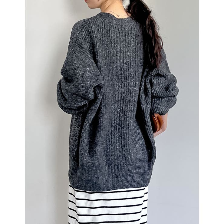 [低身長サイズ有]ビッグシルエットリサイクルMIXニットカラーカーディガン | Re:EDIT | 詳細画像11 