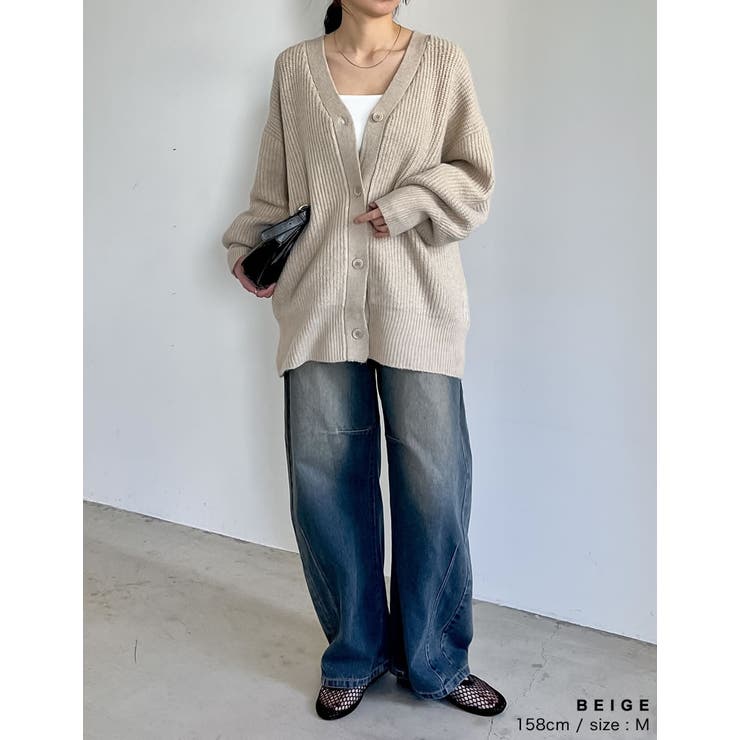 [低身長サイズ有]ビッグシルエットリサイクルMIXニットカラーカーディガン | Re:EDIT | 詳細画像12 