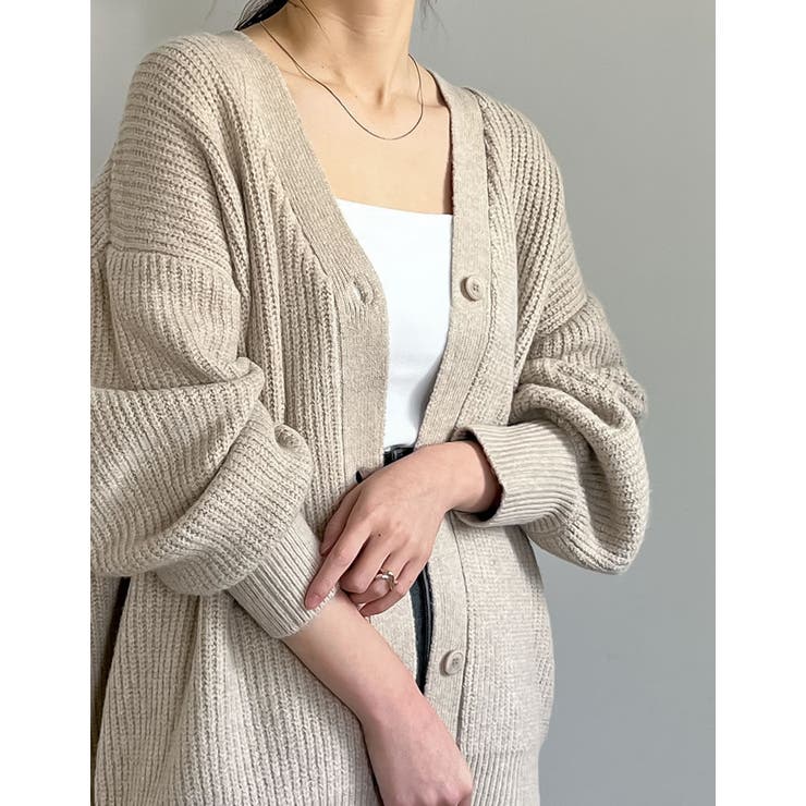 [低身長サイズ有]ビッグシルエットリサイクルMIXニットカラーカーディガン | Re:EDIT | 詳細画像13 