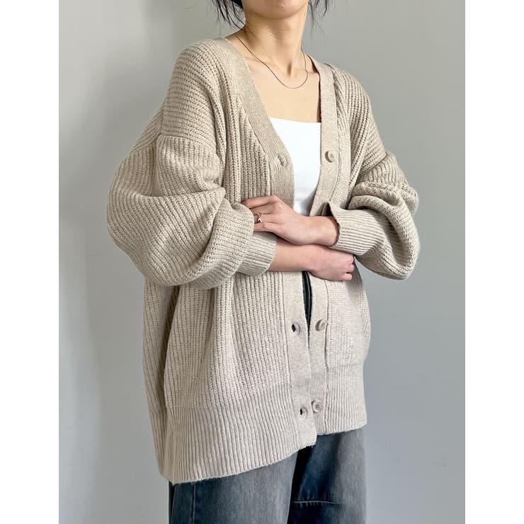 [低身長サイズ有]ビッグシルエットリサイクルMIXニットカラーカーディガン | Re:EDIT | 詳細画像3 