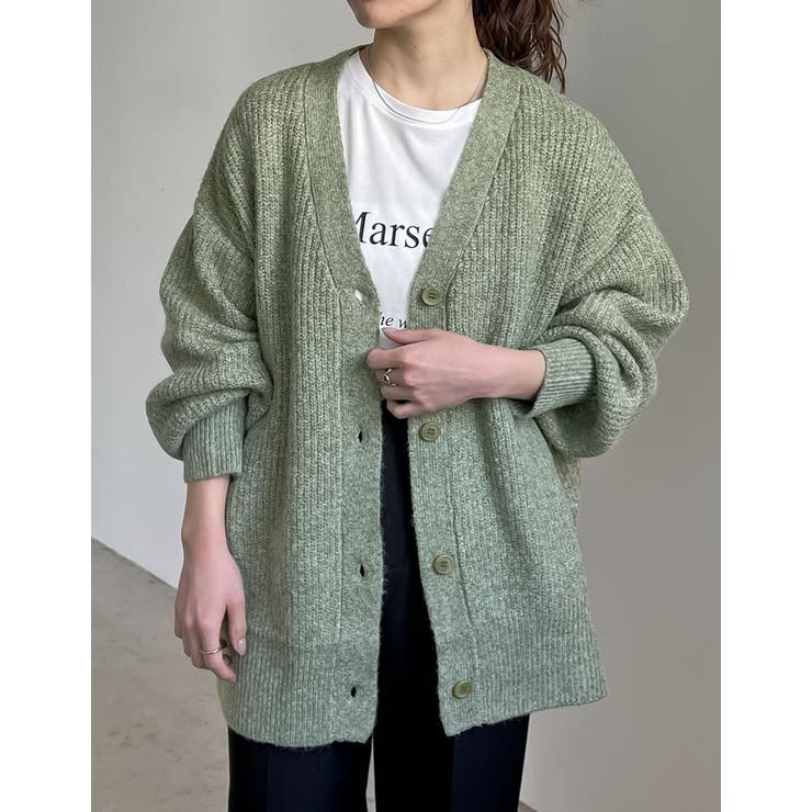 [低身長サイズ有]ビッグシルエットリサイクルMIXニットカラーカーディガン | Re:EDIT | 詳細画像4 