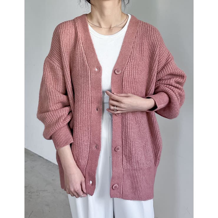 [低身長サイズ有]ビッグシルエットリサイクルMIXニットカラーカーディガン | Re:EDIT | 詳細画像5 