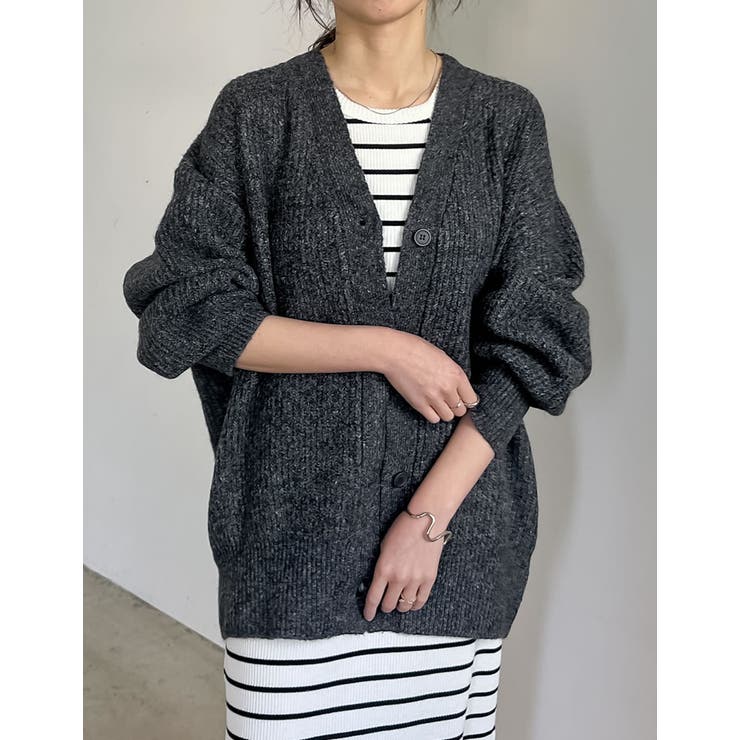 [低身長サイズ有]ビッグシルエットリサイクルMIXニットカラーカーディガン | Re:EDIT | 詳細画像10 