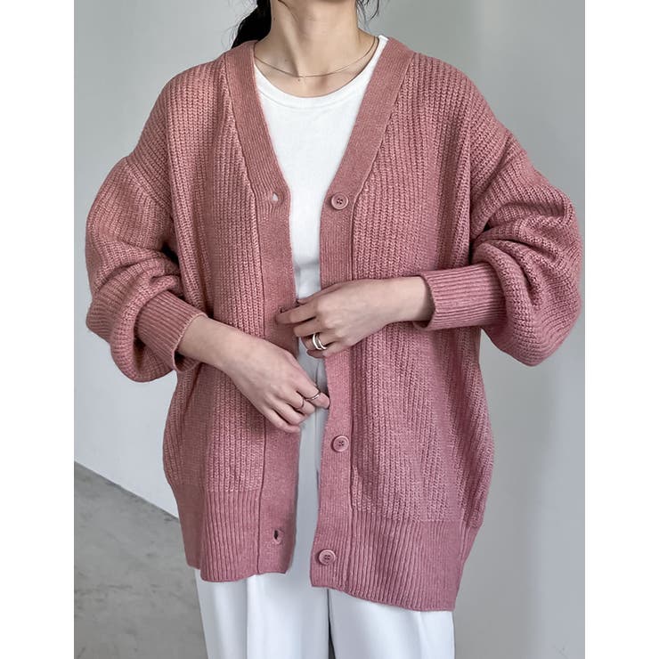 [低身長サイズ有]ビッグシルエットリサイクルMIXニットカラーカーディガン | Re:EDIT | 詳細画像23 