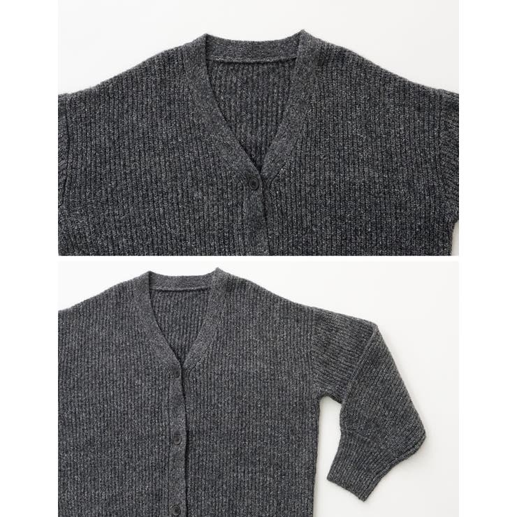 [低身長サイズ有]ビッグシルエットリサイクルMIXニットカラーカーディガン | Re:EDIT | 詳細画像34 