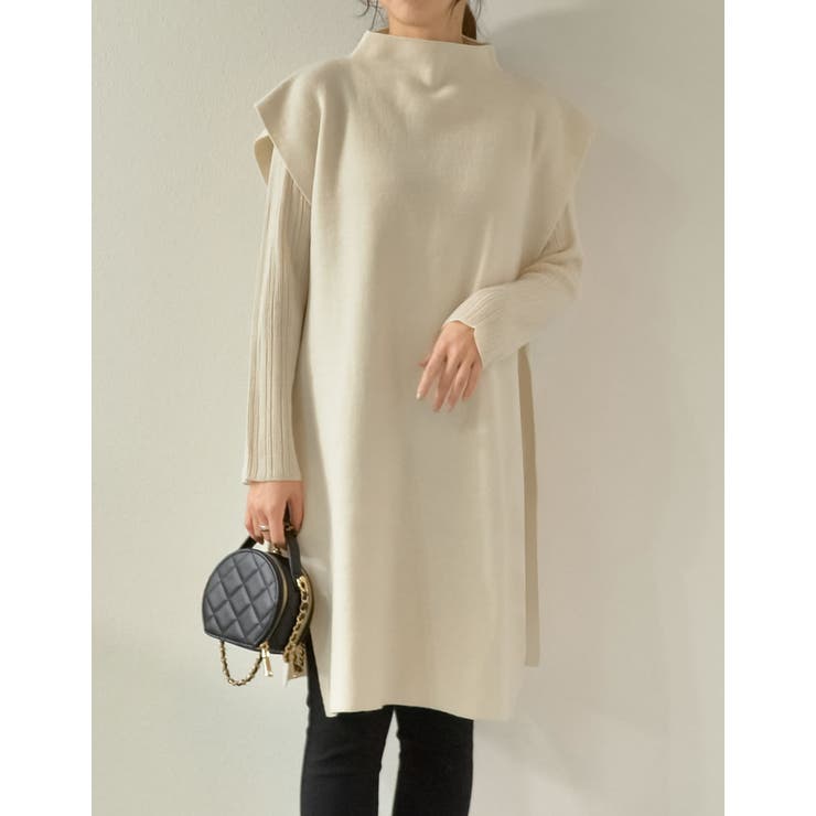 アイボリー(003) | [2点セット]ランダムリブニット×プチハイネックニットベストアンサンブル | Re:EDIT