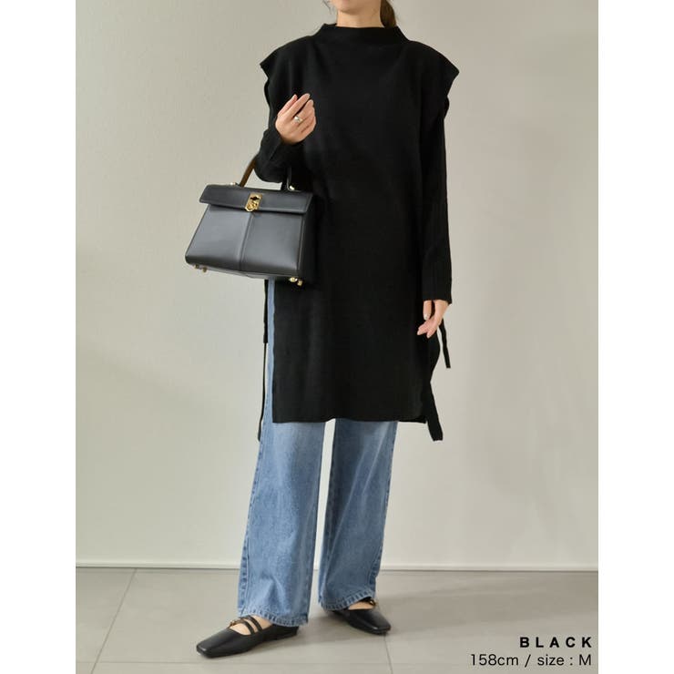 [2点セット]ランダムリブニット×プチハイネックニットベストアンサンブル | Re:EDIT | 詳細画像7 