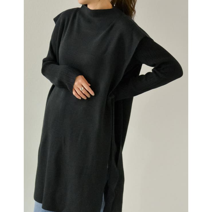 [2点セット]ランダムリブニット×プチハイネックニットベストアンサンブル | Re:EDIT | 詳細画像8 