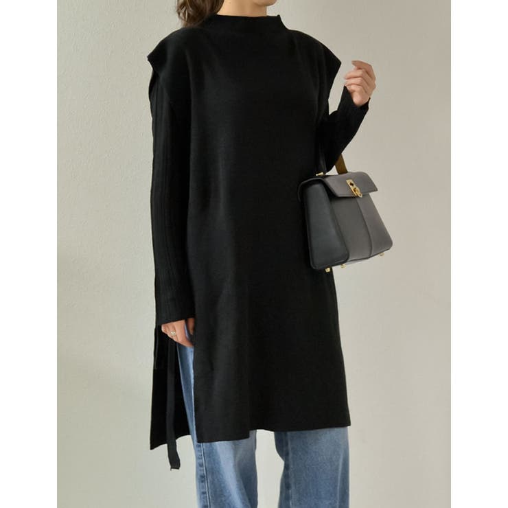 [2点セット]ランダムリブニット×プチハイネックニットベストアンサンブル | Re:EDIT | 詳細画像10 