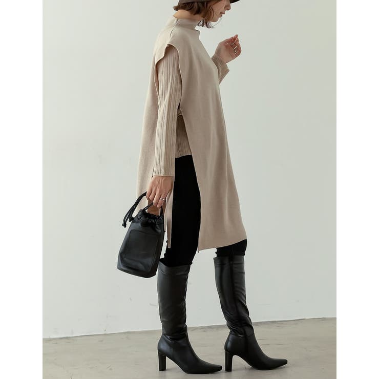 [2点セット]ランダムリブニット×プチハイネックニットベストアンサンブル | Re:EDIT | 詳細画像26 