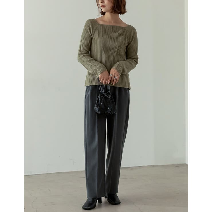 [2点セット]ランダムリブニット×プチハイネックニットベストアンサンブル | Re:EDIT | 詳細画像32 