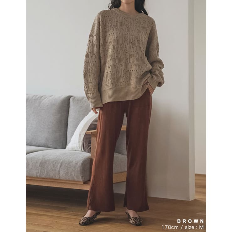 キックフレアリブニットリラックスパンツ パンツ パンツ | Re:EDIT | 詳細画像25 