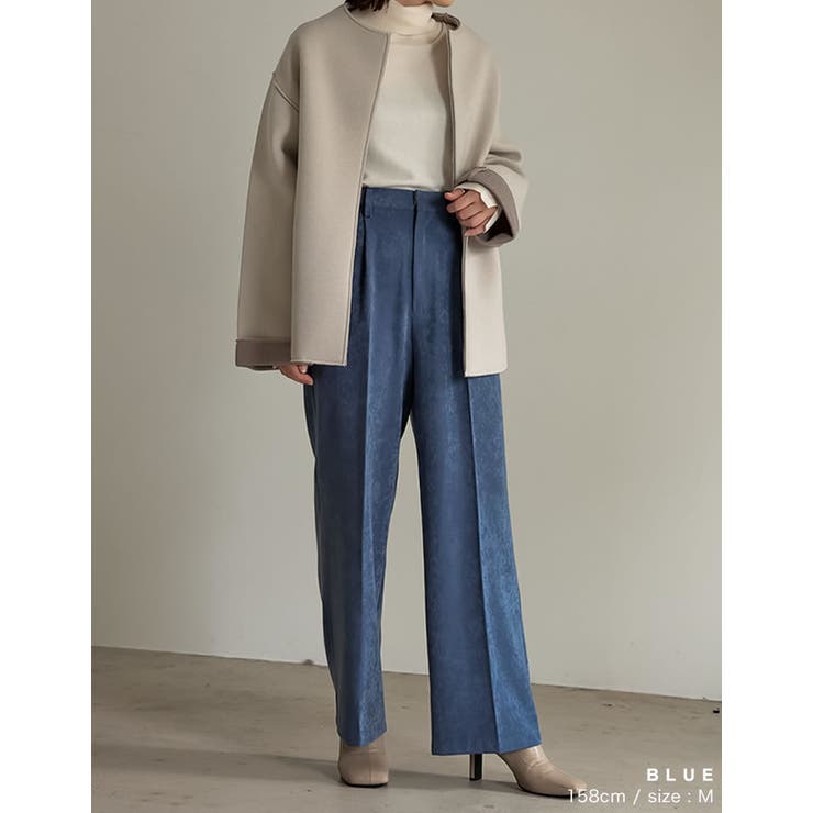 コーデを新鮮に見せてくれるストレートパンツ ピーチサテンタックストレートパンツ | Re:EDIT | 詳細画像16 