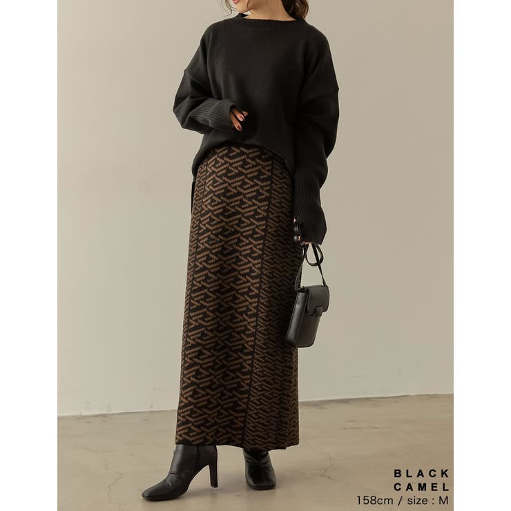 モードかつ洗練された雰囲気のニットスカート [低身長サイズ有]グラフィックジャガ… | Re:EDIT | 詳細画像6 