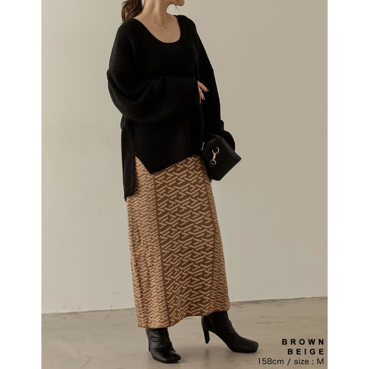 モードかつ洗練された雰囲気のニットスカート [低身長サイズ有]グラフィックジャガ… | Re:EDIT | 詳細画像10 