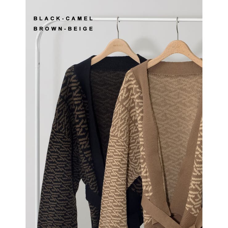 旬の幾何学柄を取り入れたゆったりニットカーディガン | Re:EDIT | 詳細画像2 