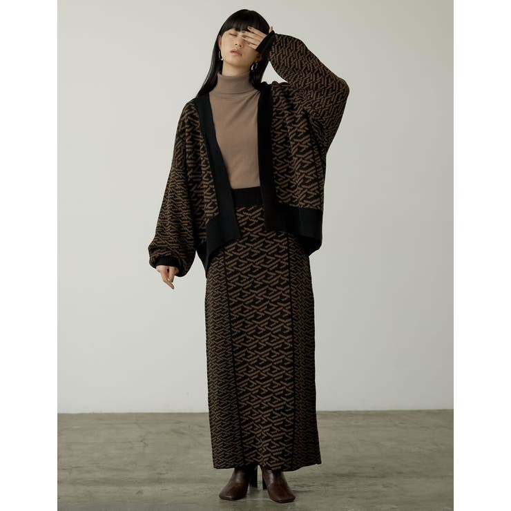 旬の幾何学柄を取り入れたゆったりニットカーディガン | Re:EDIT | 詳細画像9 